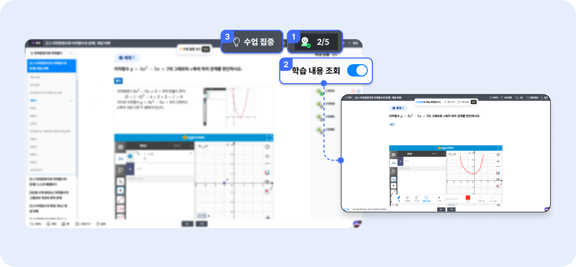 수업 중 학생들의 학습 상황을 파악하고 제어할 수 있나요?